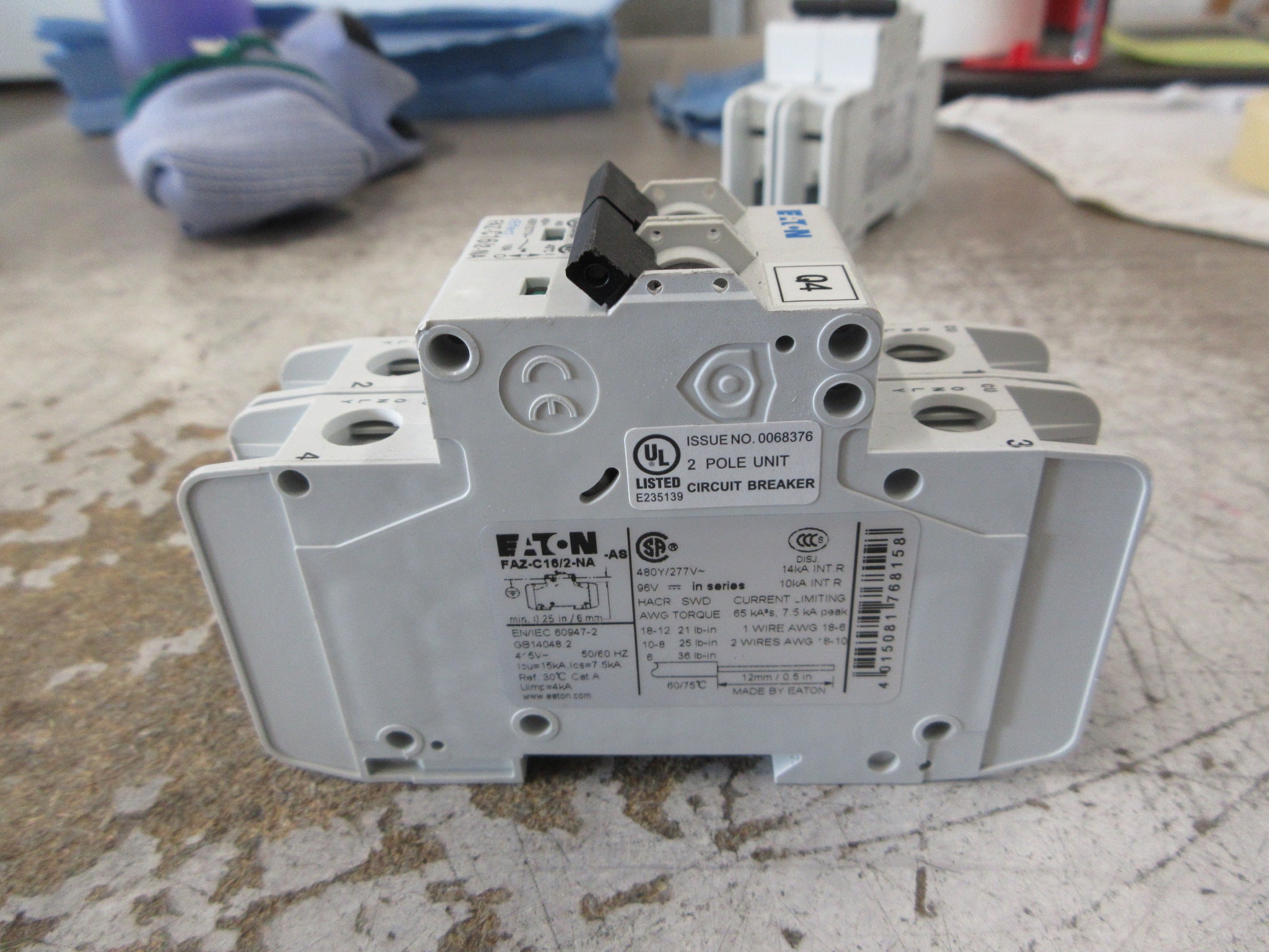 Eaton Circuit Breaker FAZ-C16/2-NA 16A 480Y/277V 2P Used