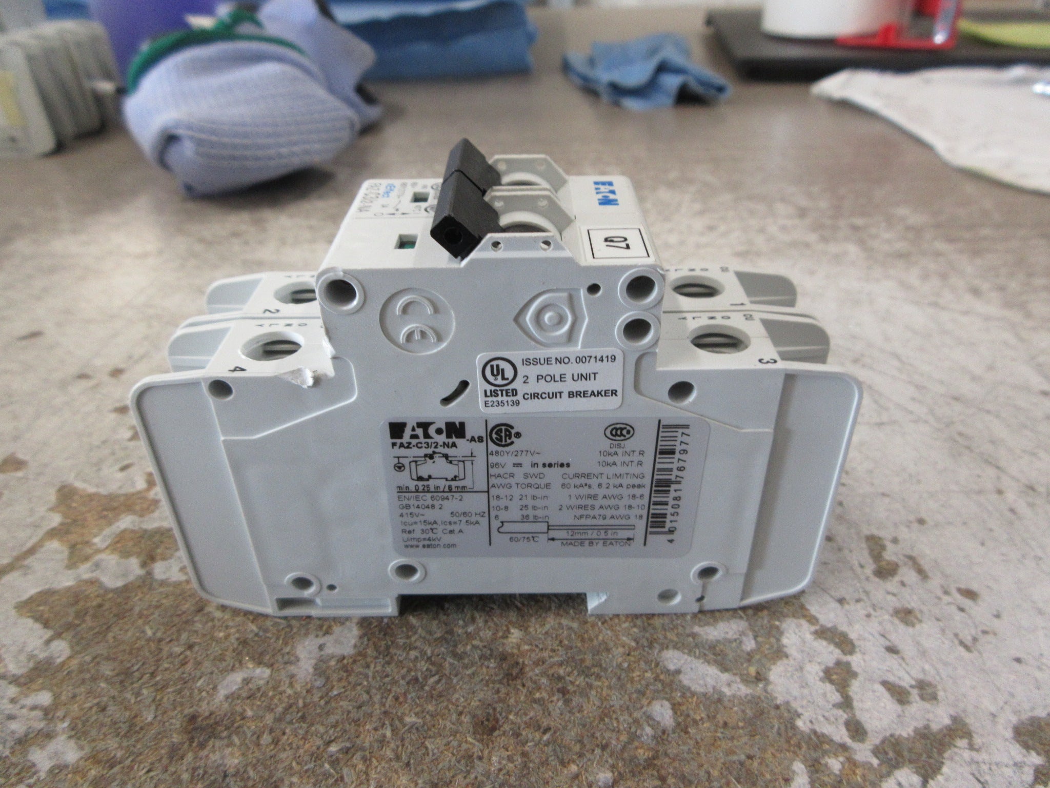Eaton Circuit Breaker FAZ-C3/2NA 3A 480Y/277V 2P Used