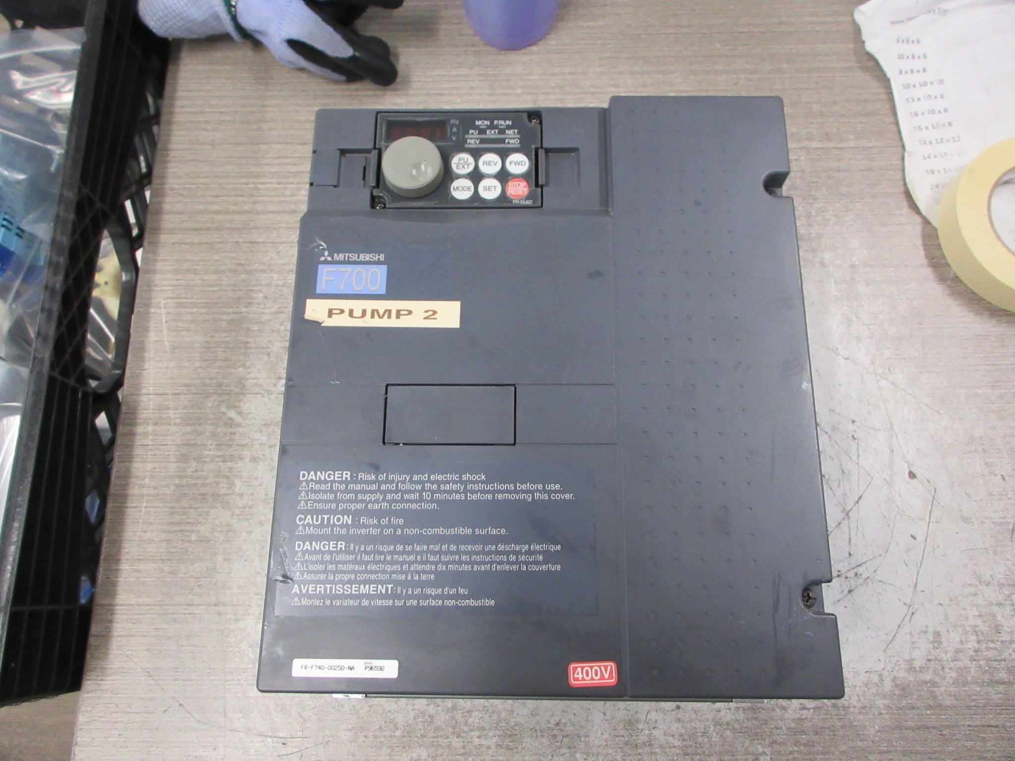 Mitsubishi F700 AC Drive FR-F740-00250-NA 15HP 3Ph Used
