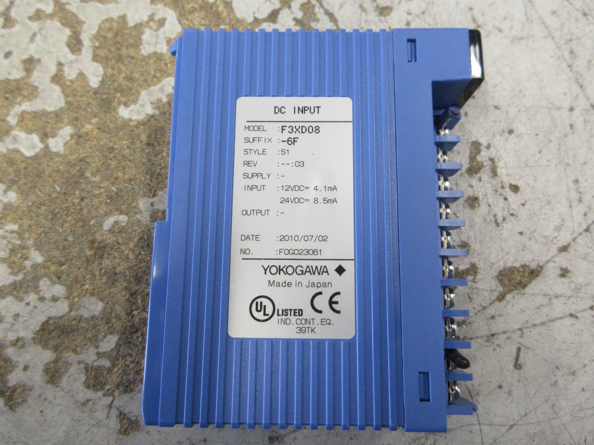 Yokogawa S1 DC Input Module F3XD08-6F Rev. 03 *No Terminal Cover* Used