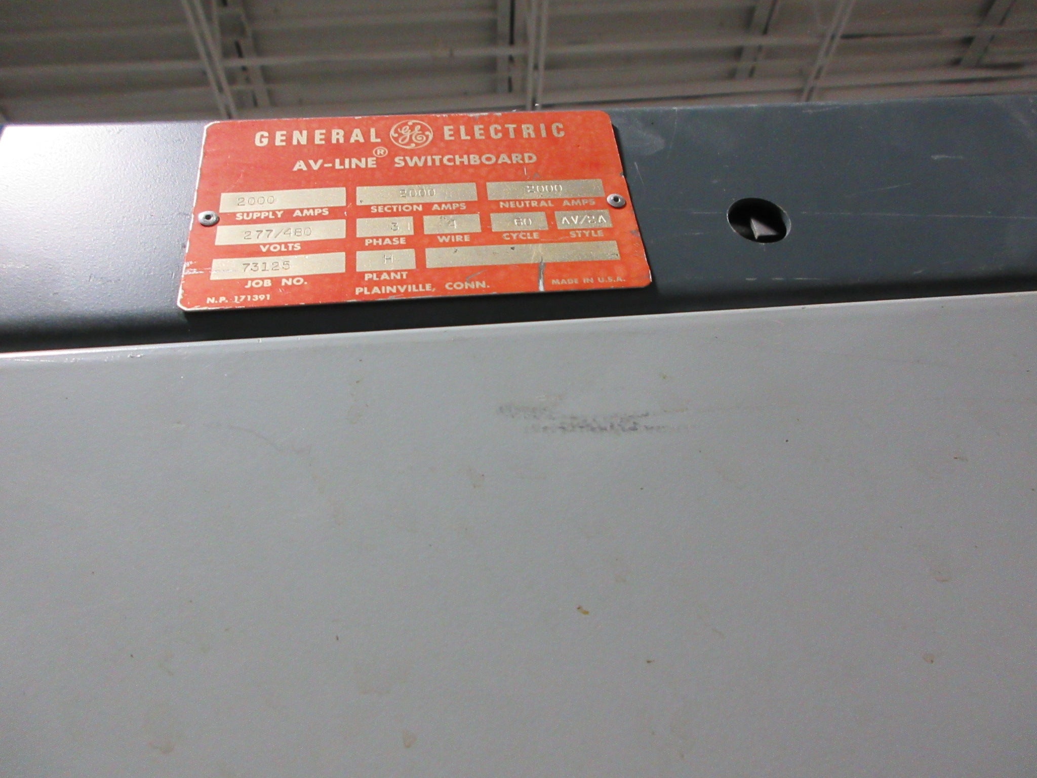 GE AV-Line Switchgear Lineup AC/2A 2000A 277/480V 3Ph 4W 60Hz Used