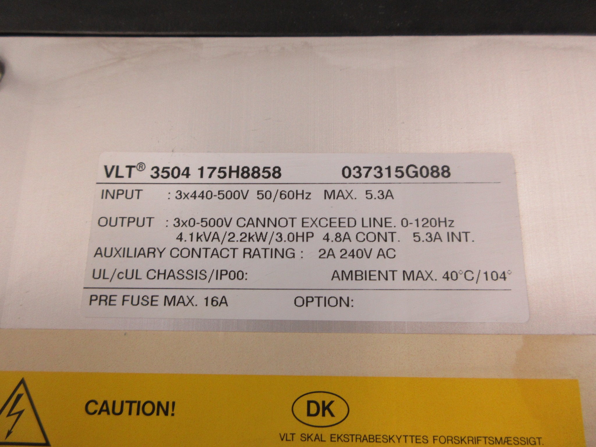 Graham 3504 AC Drive 175H8858 3HP 460V Used