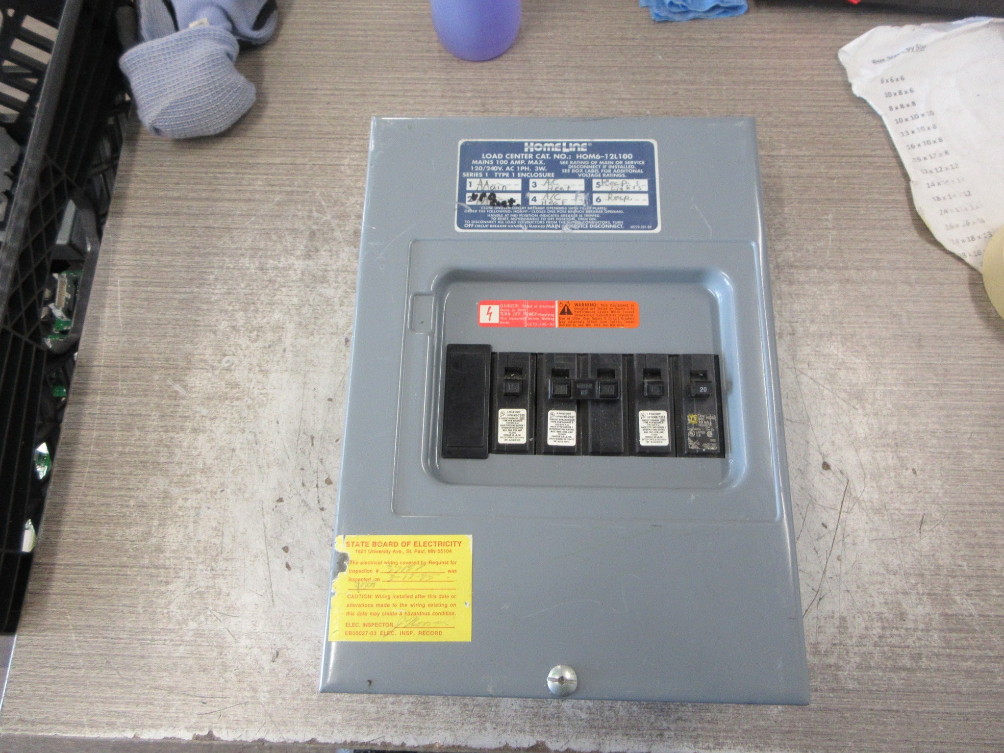 Homeline Main Lug Circuit Breaker Panel HOM6-12L100 Mains 100A Max Used