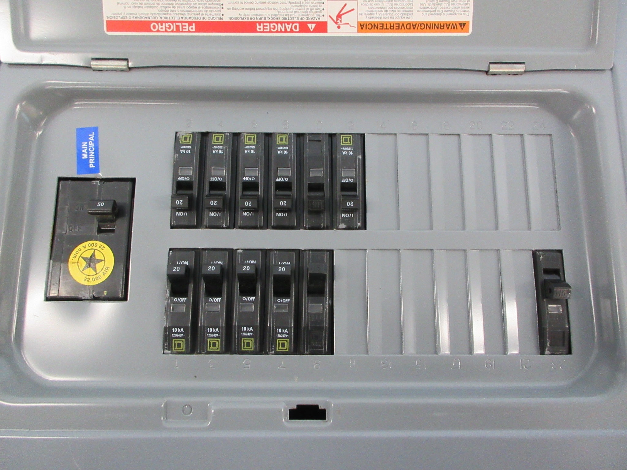 Square D Main Breaker Circuit Breaker Panel 50A Main 100A 120/240V Used