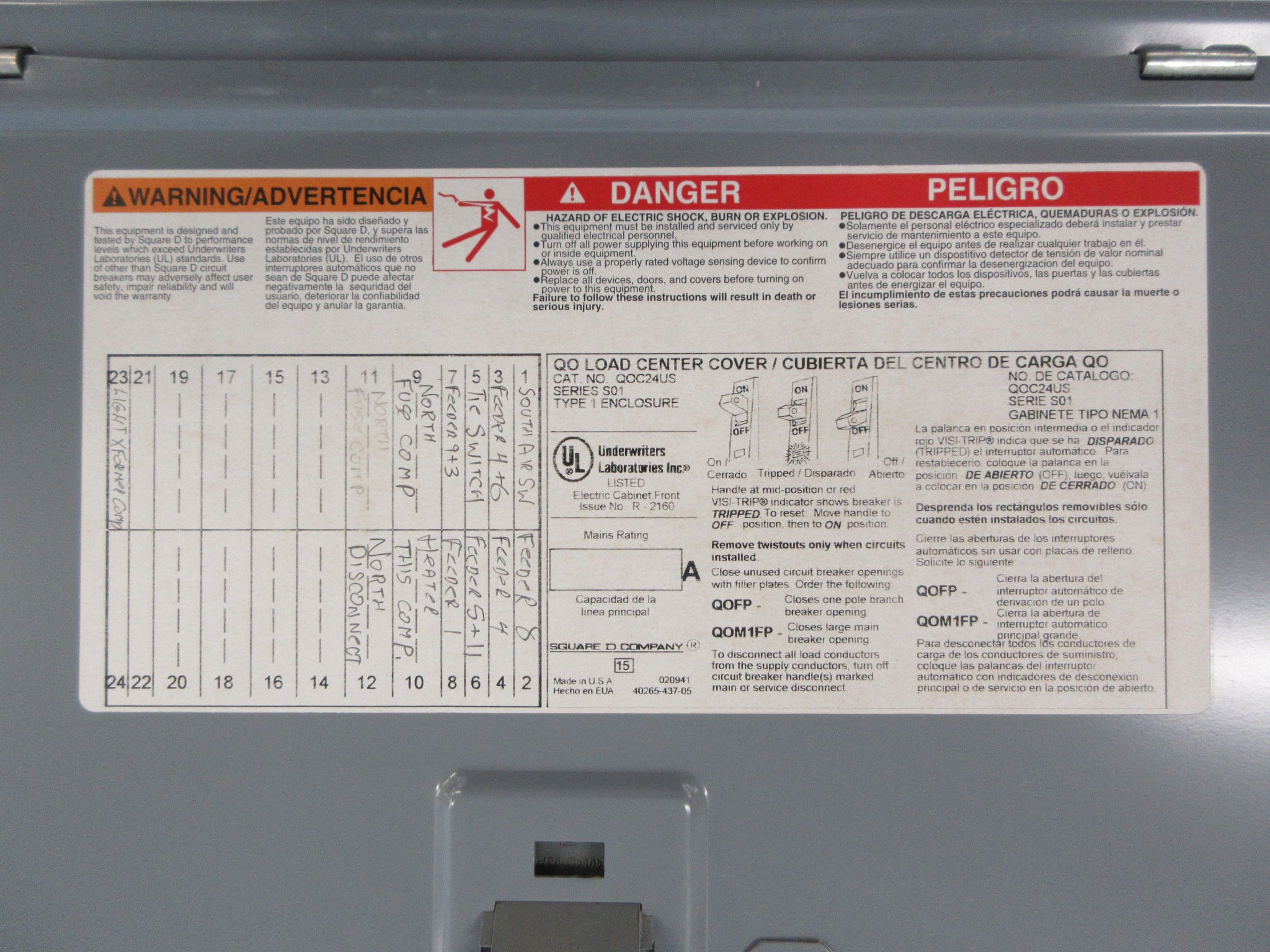 Square D Main Breaker Circuit Breaker Panel 50A Main 100A 120/240V Used