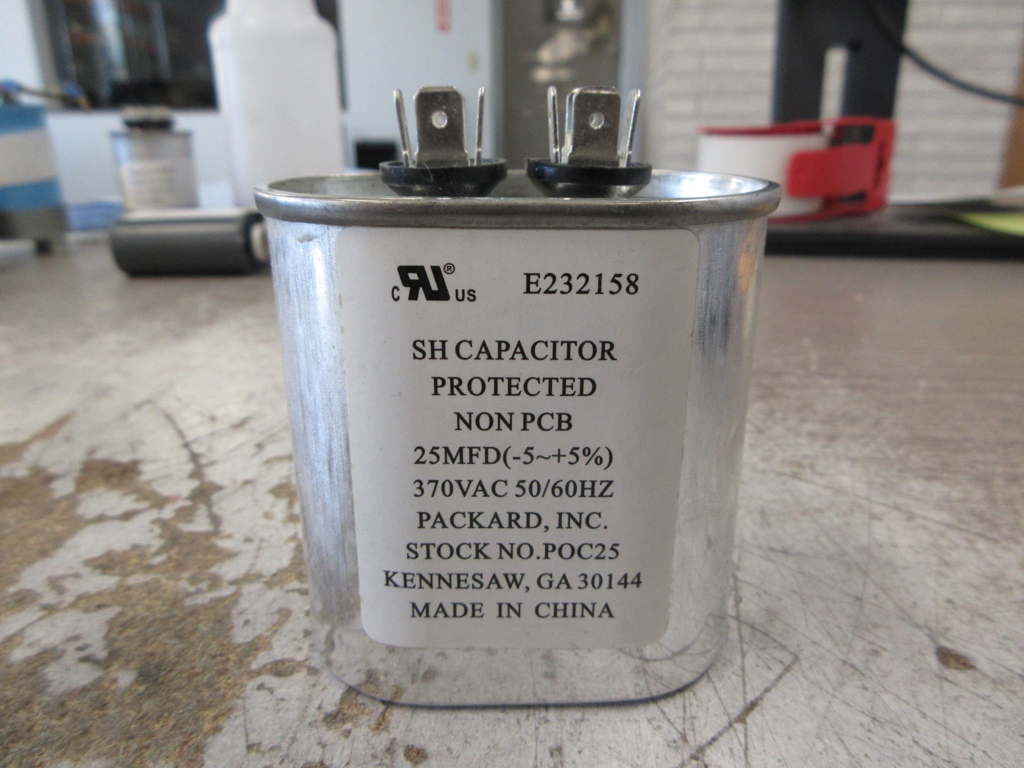Packard SH Run Capacitor POC25 25MFD 370V 50/60Hz Used