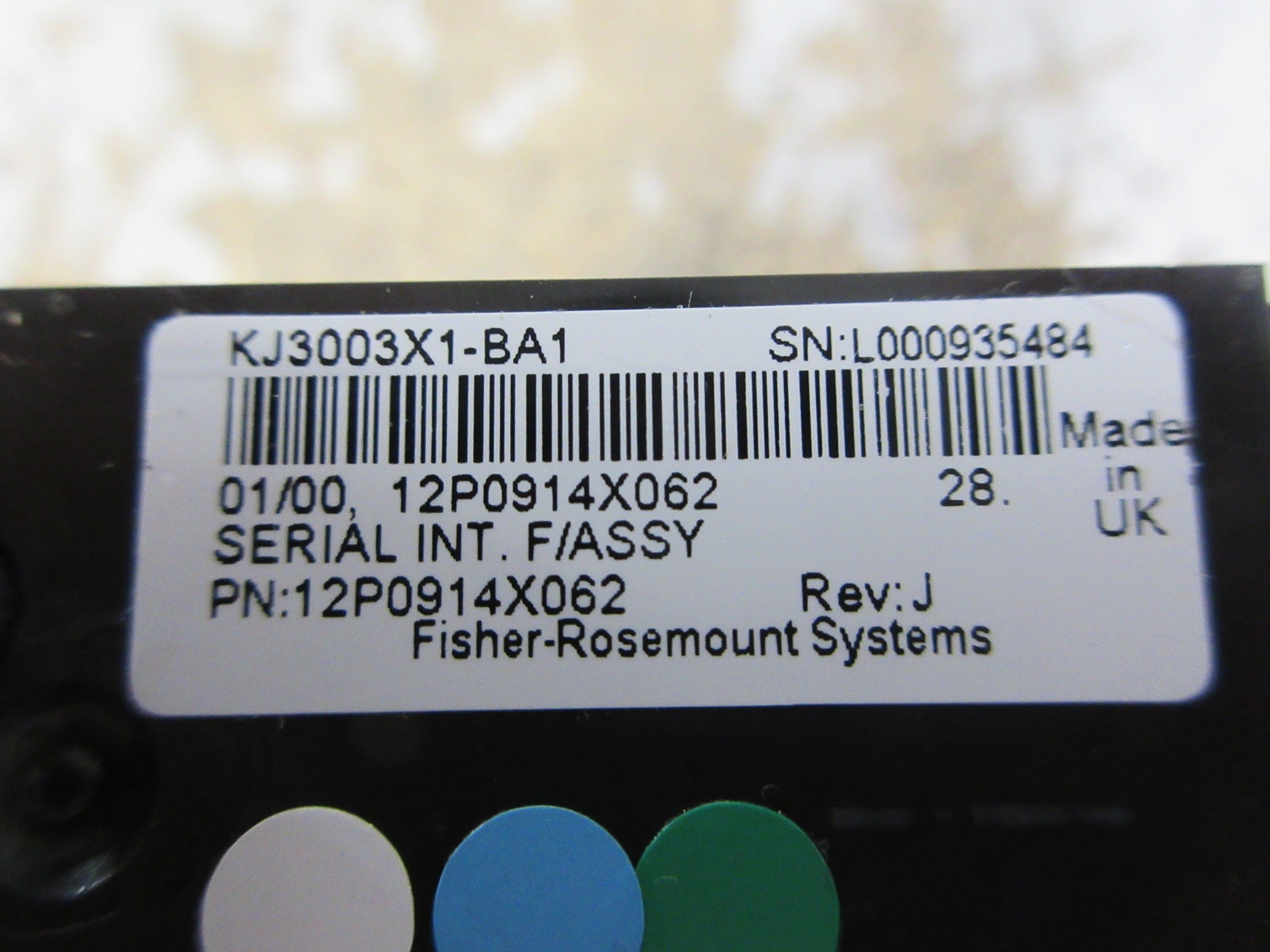Fisher- Rosemount KJ3003X1-BA1 Serial Module 12P0914X062 Rev. J Used