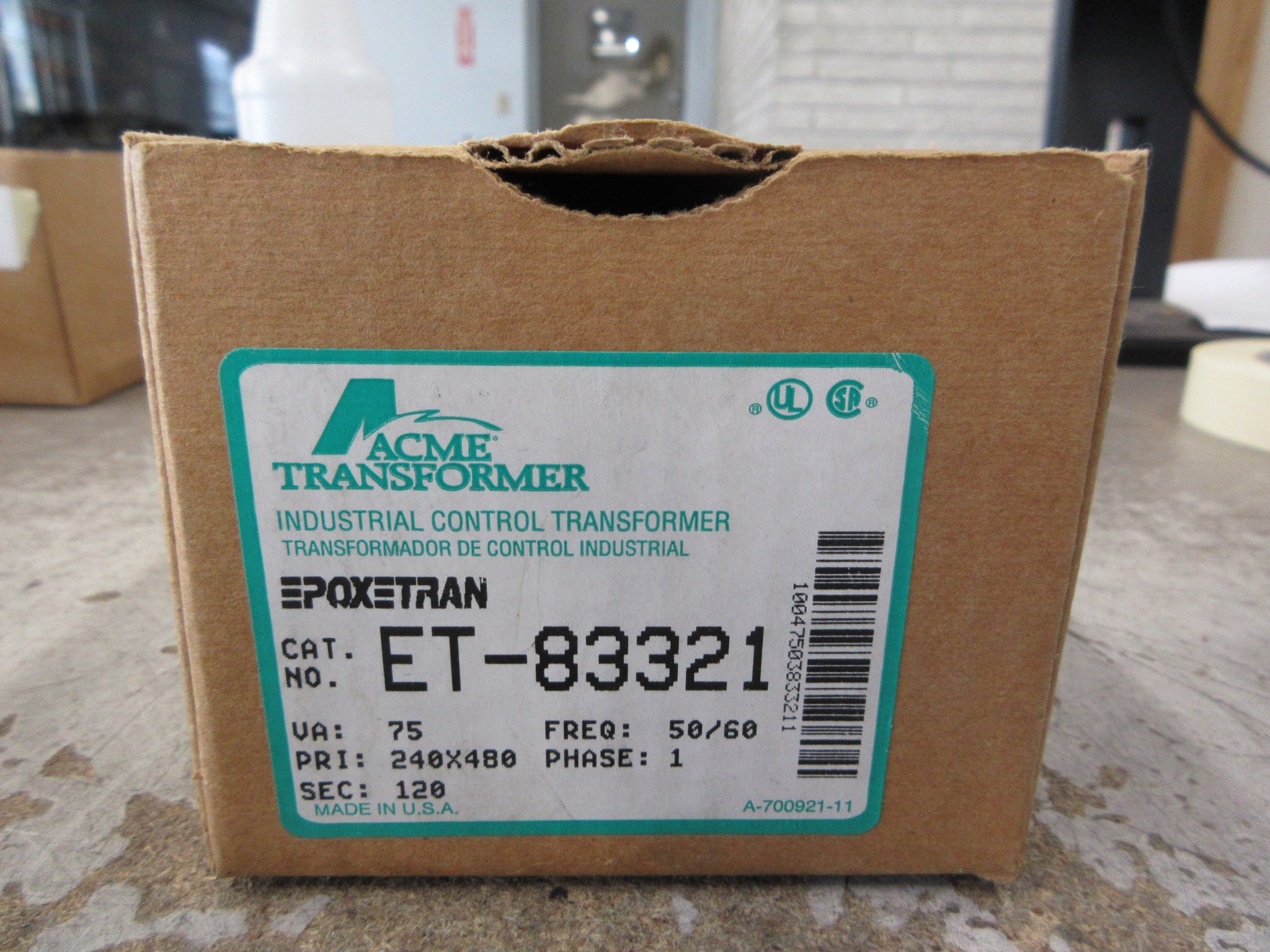 Acme Transformer Epoxetran Control Transformer ET-83321 75VA Pri: 240/480V Used