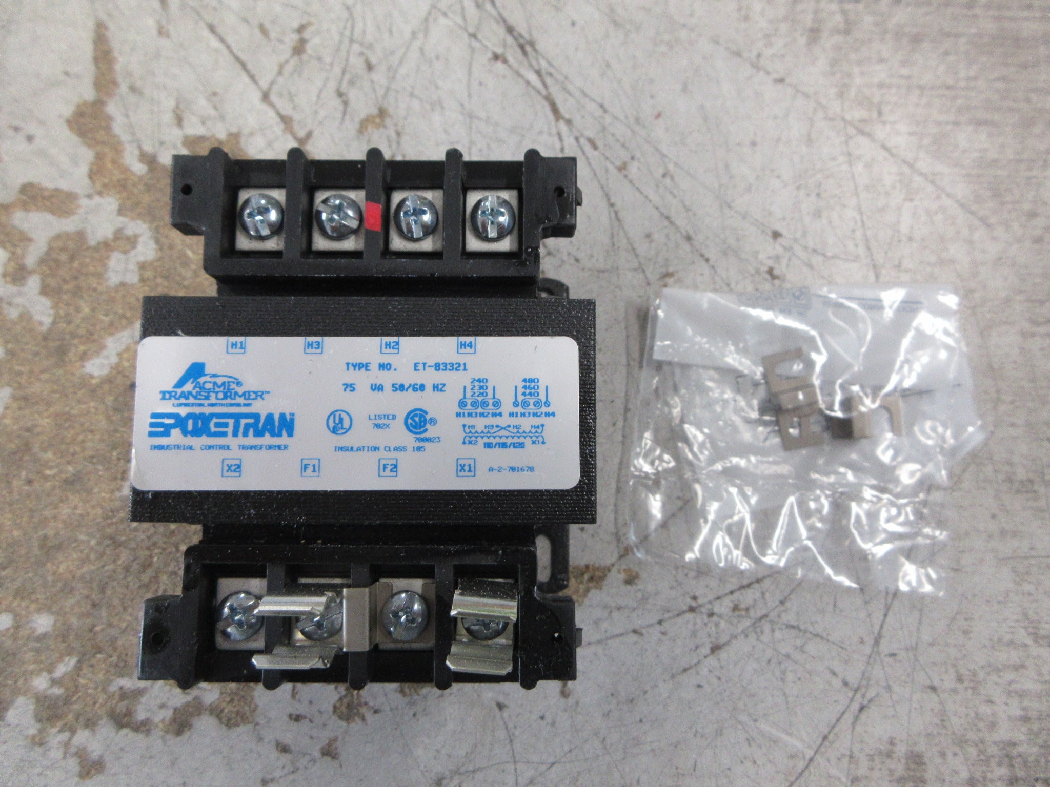 Acme Transformer Epoxetran Control Transformer ET-83321 75VA Pri: 240/480V Used