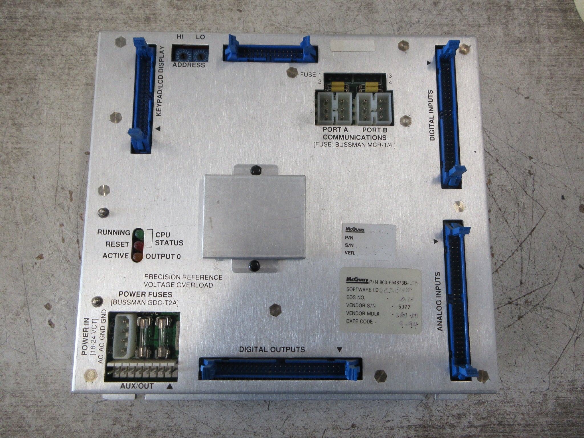 McQuay Chiller Control Module 860-654873B-50 S/W: SC3-E18A Used
