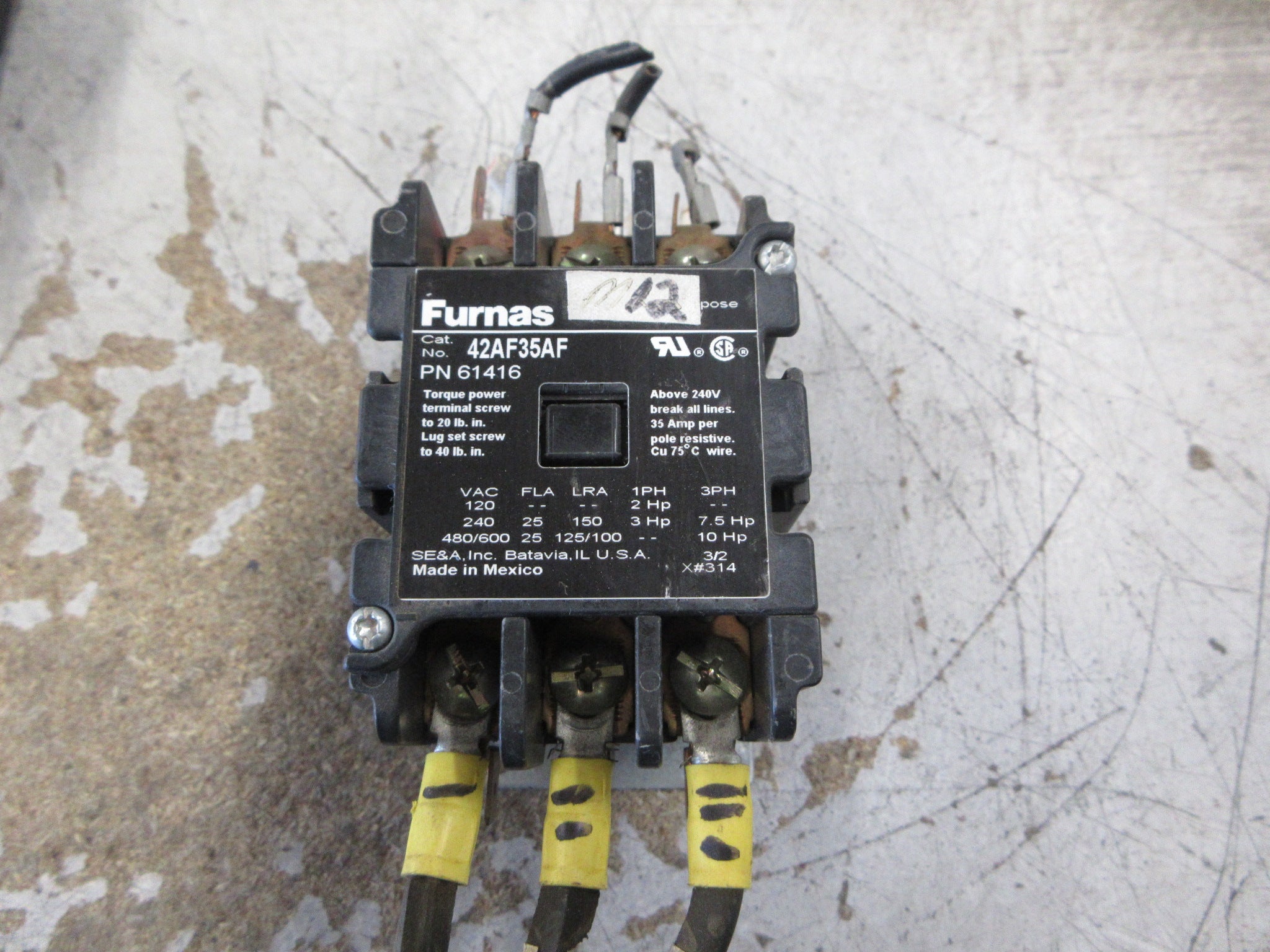Furnas Definite Purpose Contactor 42AF35AF 120V Coil 25A 600V Used