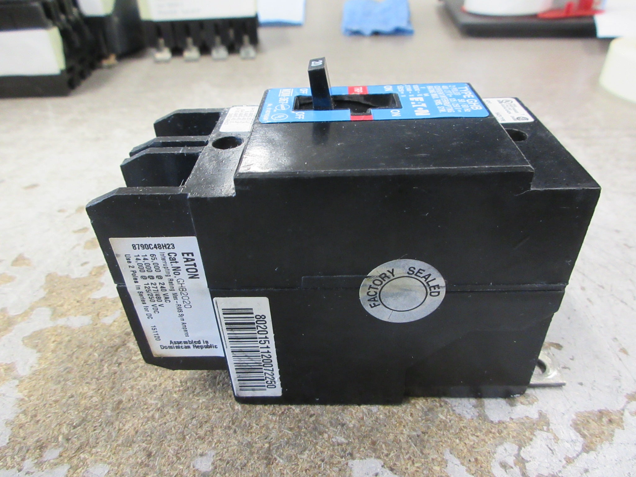Eaton Bolt-On Circuit Breaker GHB2020 20A 240/277/480V 2P Used