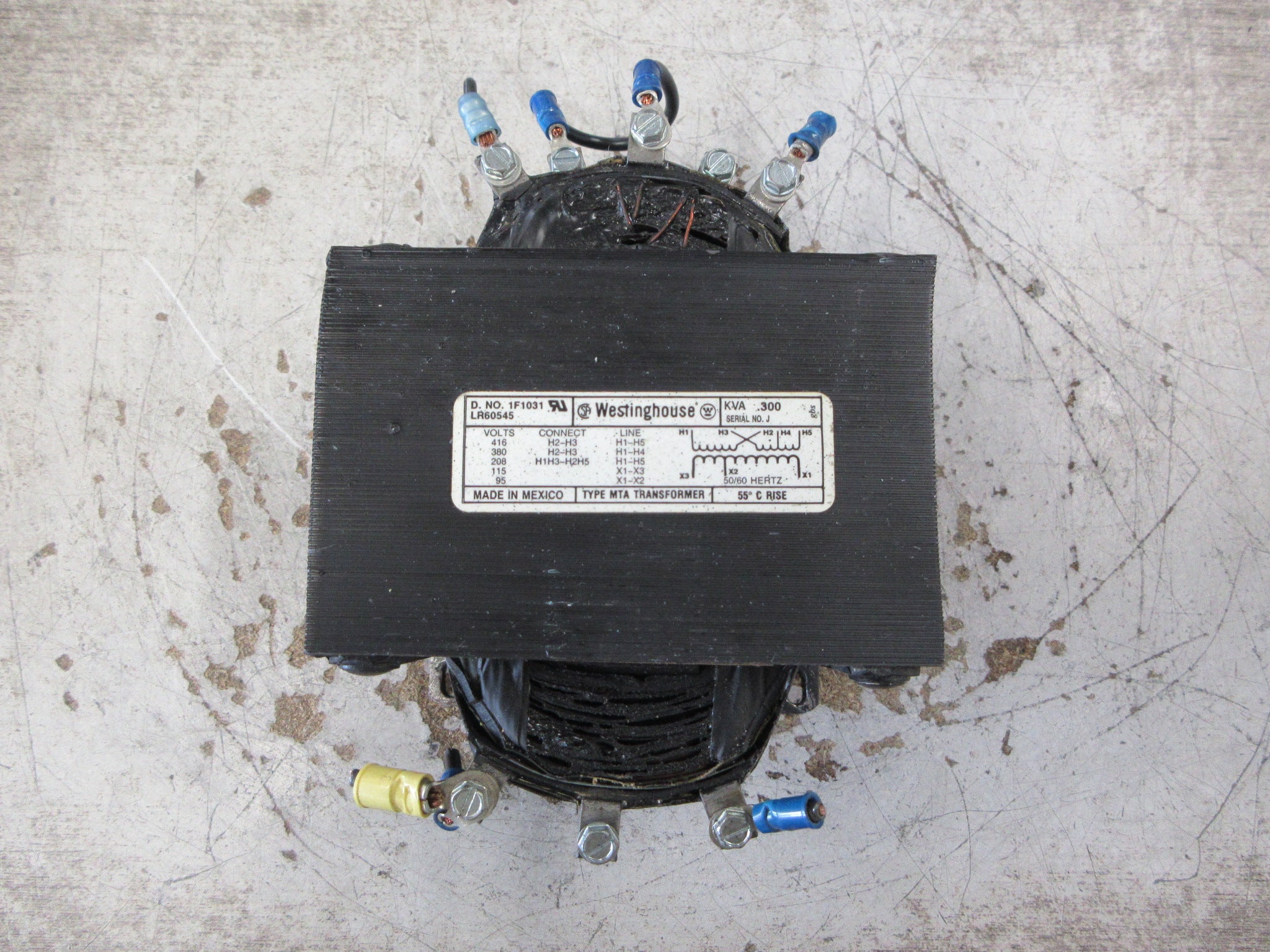 Westinghouse Type MTA Transformer 1F1031 0.300KVA Pri: 2085/380/416V Used