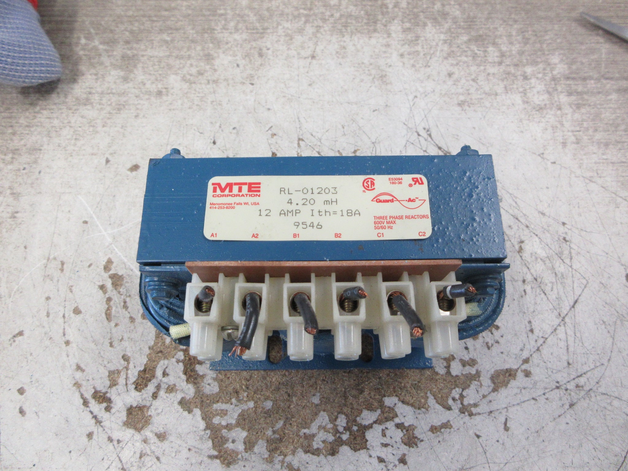 MTE 3Ph Line Reactor RL-01203 4.20mH 12A 600V 50/60Hz Used