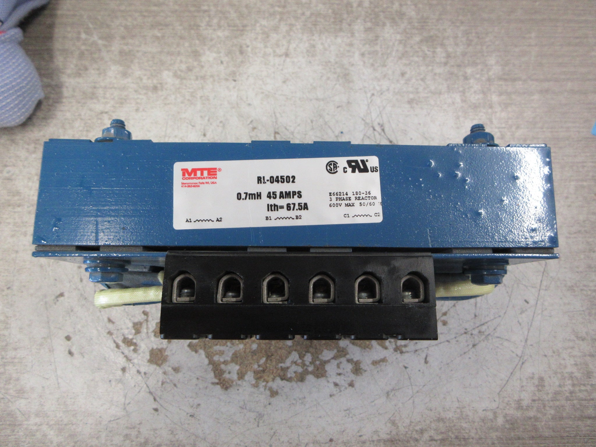 MTE 3Ph Line Reactor RL-04502 0.7mH 45A 600V 50/60Hz Used