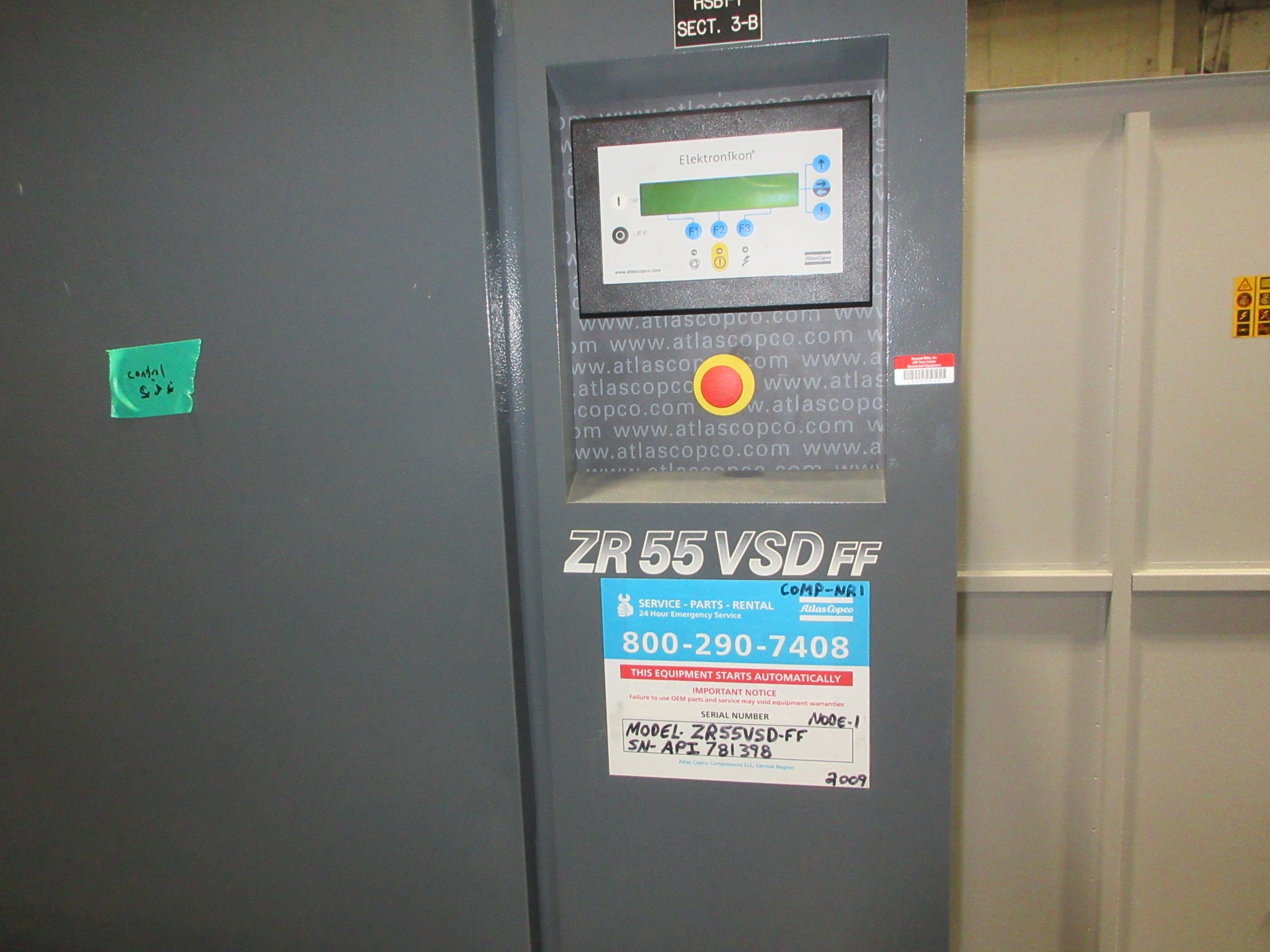 Atlas Copco Rotary Screw Compressor ZR55VSDFF 75HP 121 PSI 295.4 CFM Used
