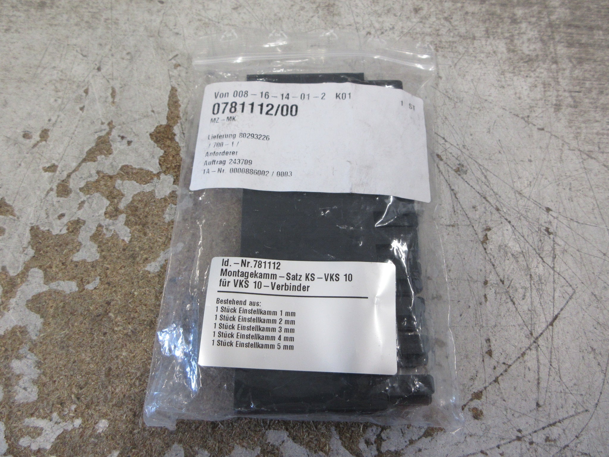 Vahle Mounting Comb Set 781112 KS-VKS 10 1mm-5mm New Surplus