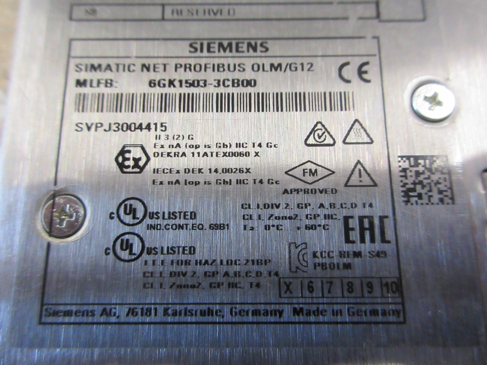 Siemens Simatic Net Profibus OLM/G12 Optical Link Module 6GK1503-3CB00 Used
