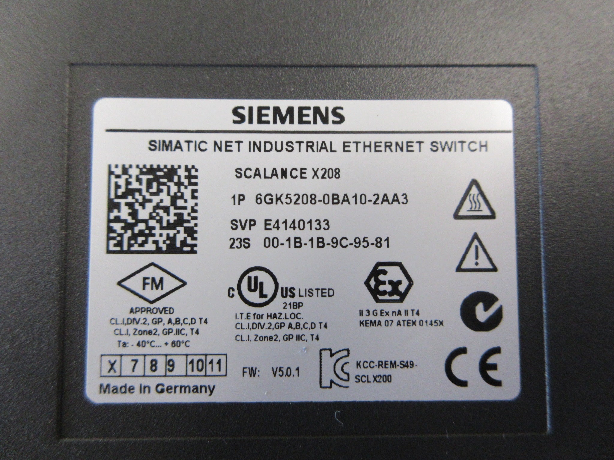 Siemens Scalance X208 Simatic Net Industrial Ethernet Switch Used