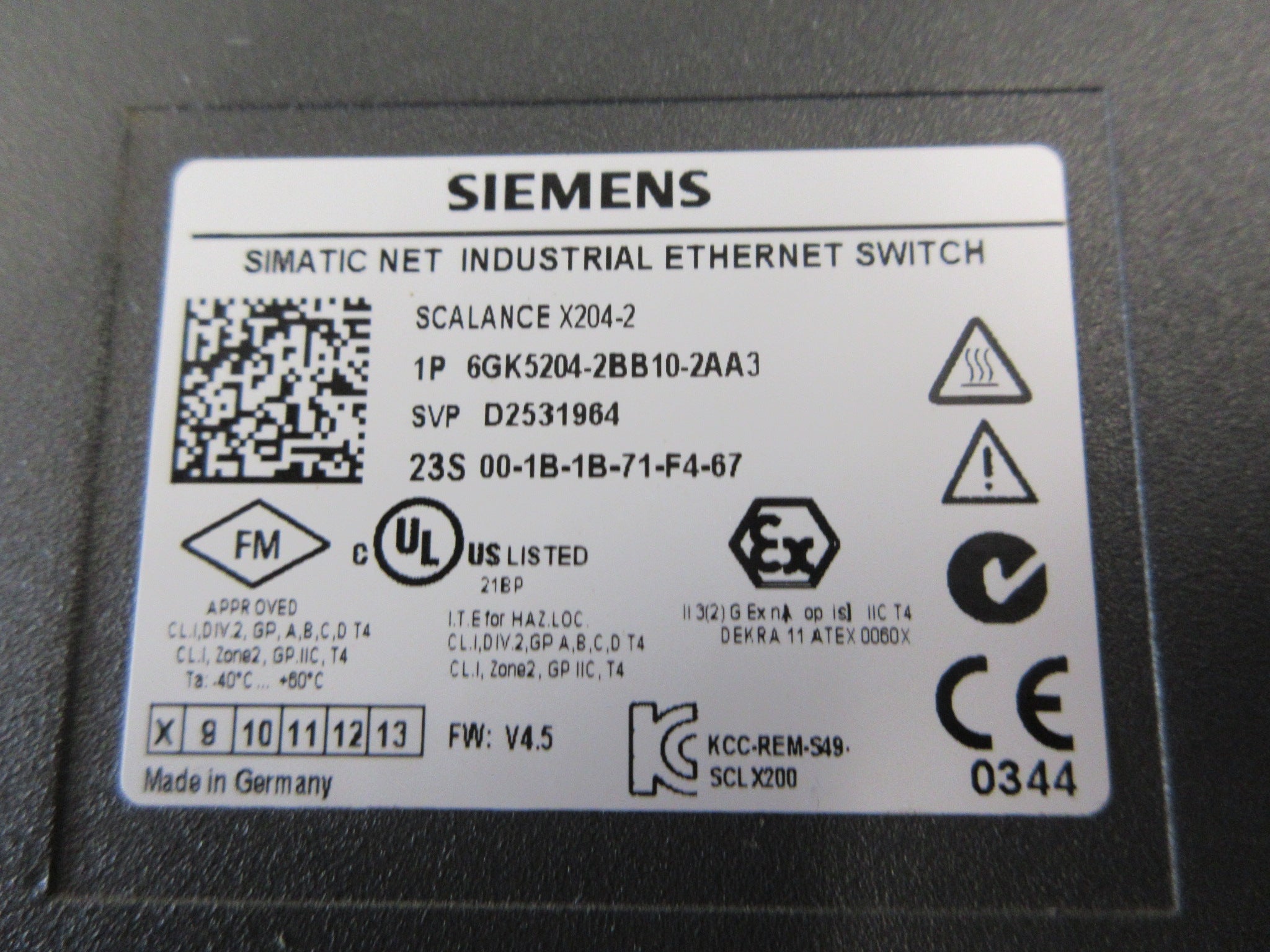 Siemens Scalance X204-2 Simaitc Net Industrial Ethernet Switch Used