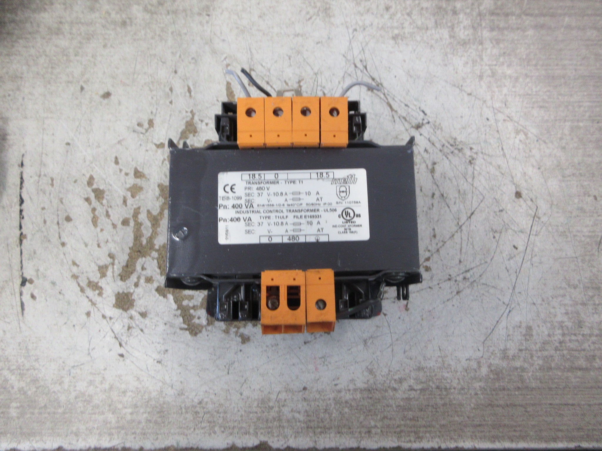 Meth Electric Control Transformer T1ULF 400VA Pri: 480V Sec: 37V 50/60Hz Used