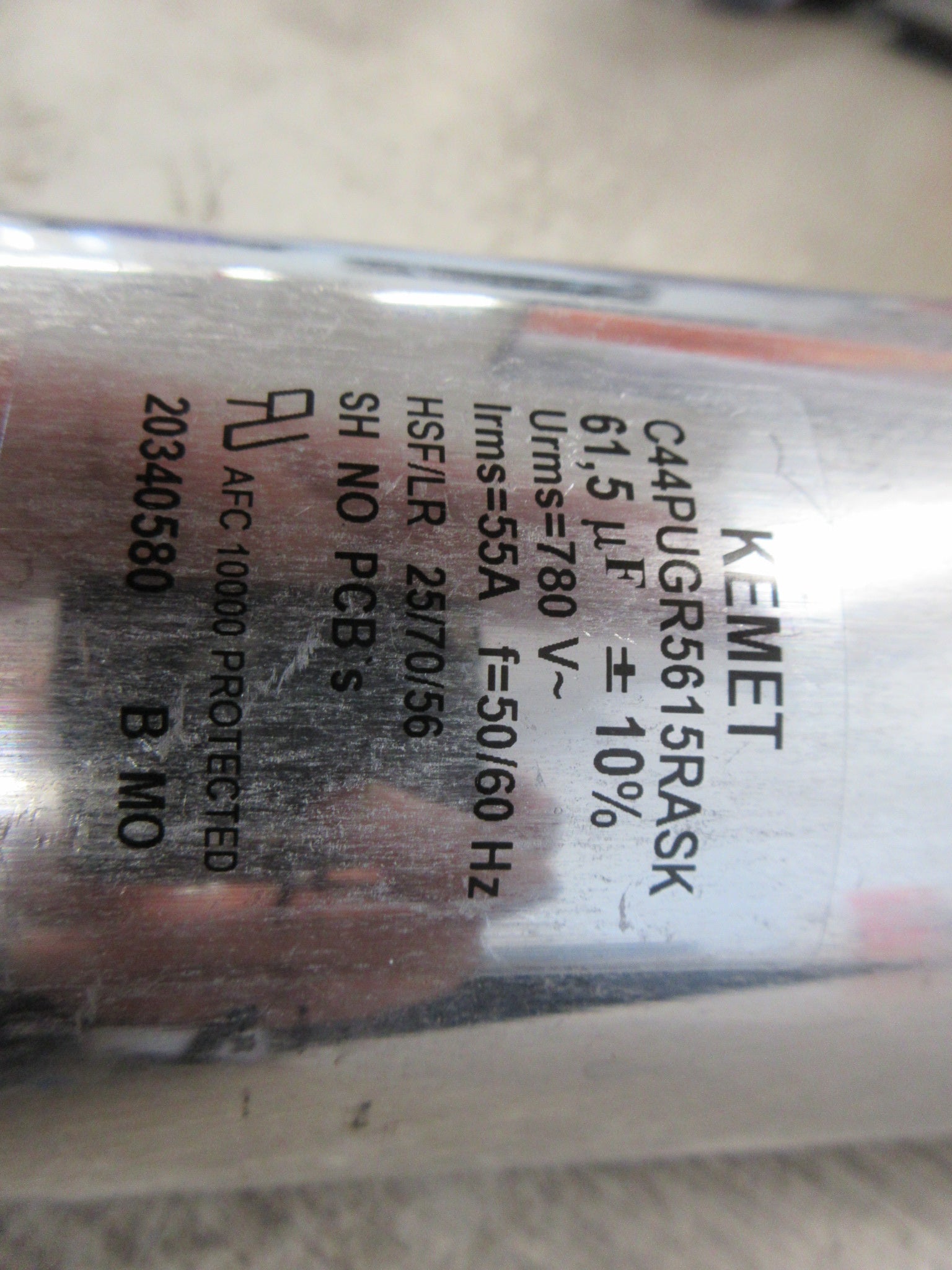Kemet Capacitor C44PUGR5615RASK 61.5uF 780V Used