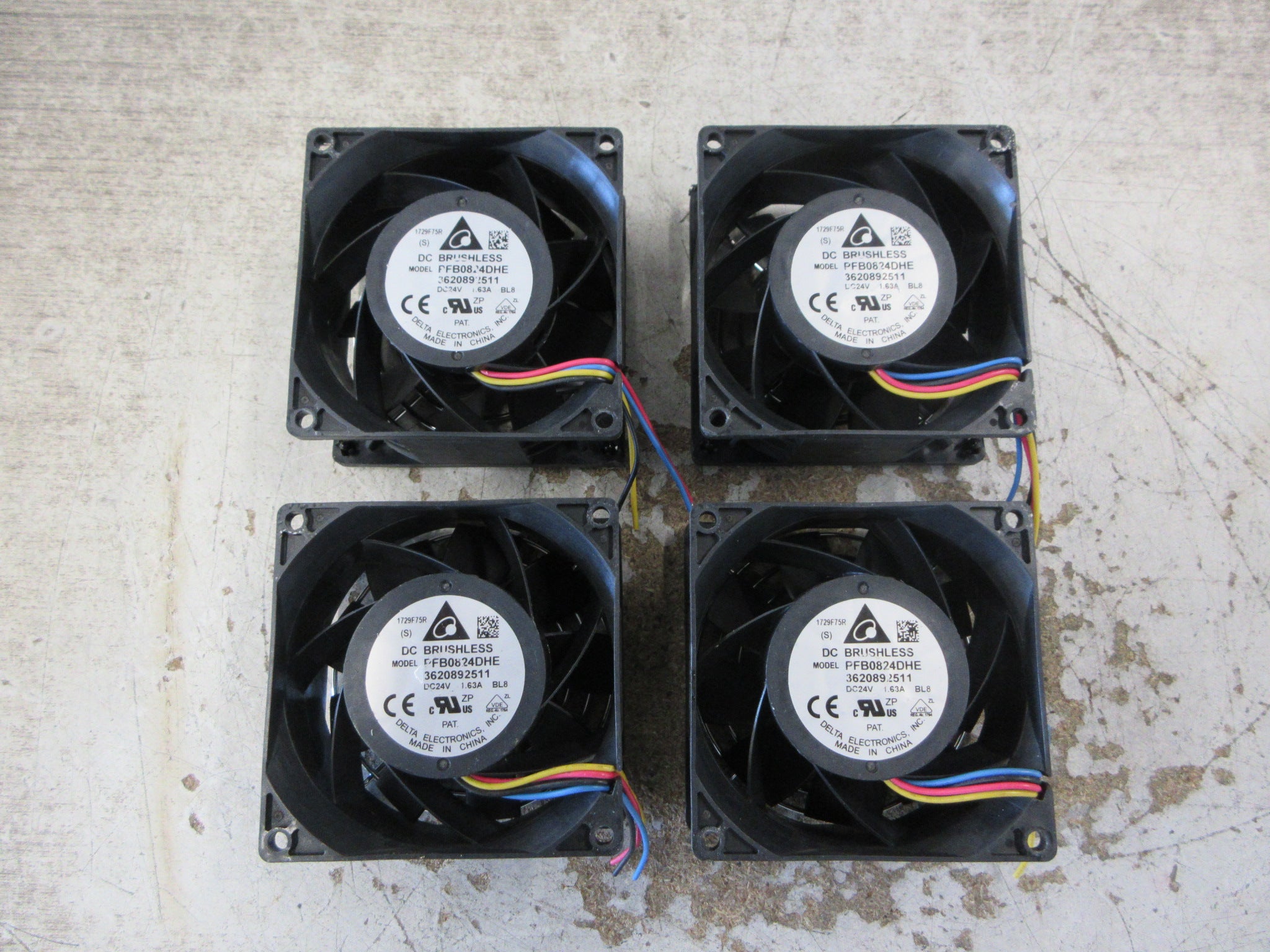 Delta Axial Fan PFB0824DHE 24VDC 1.63A W/Grille *Lot of 4* Used