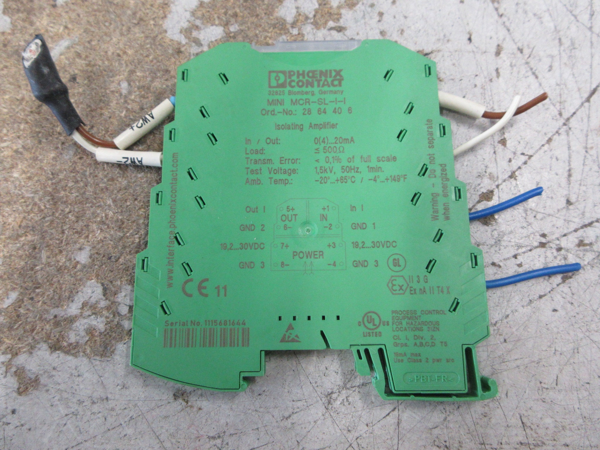 Phoenix Contact Mini MCR-SL-I-I Isolating Amplifier 2864406 0(4)-20mA Used