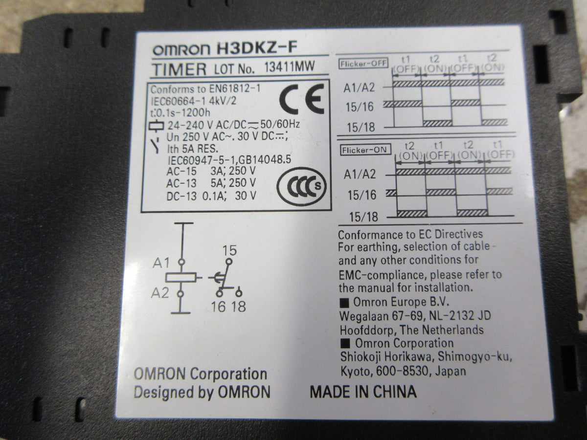 Omron Timer H3DKZ-F Range: 0.1 sec-1200 hrs Used