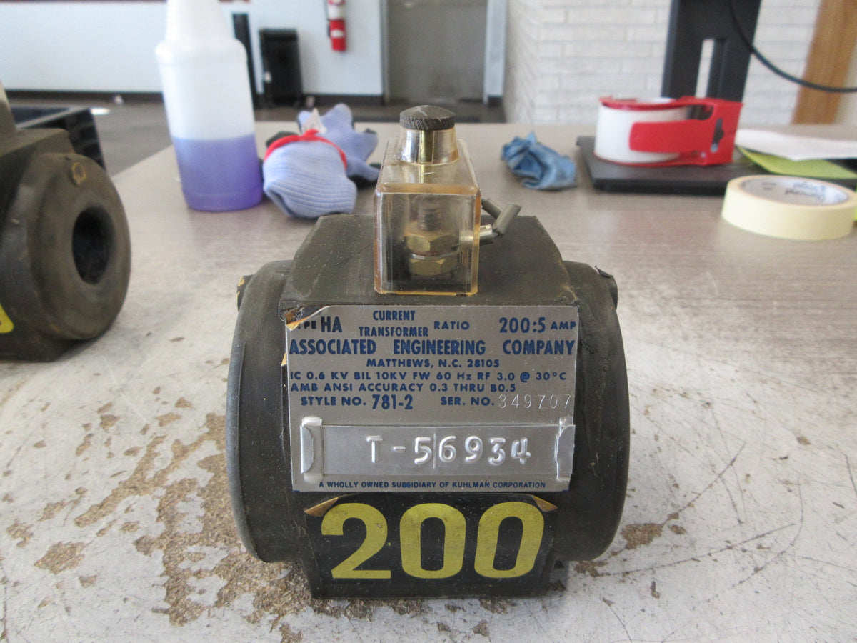 Associated Engineering Type HA Current Transformer 781-2 Ratio 200:5A 600V Used