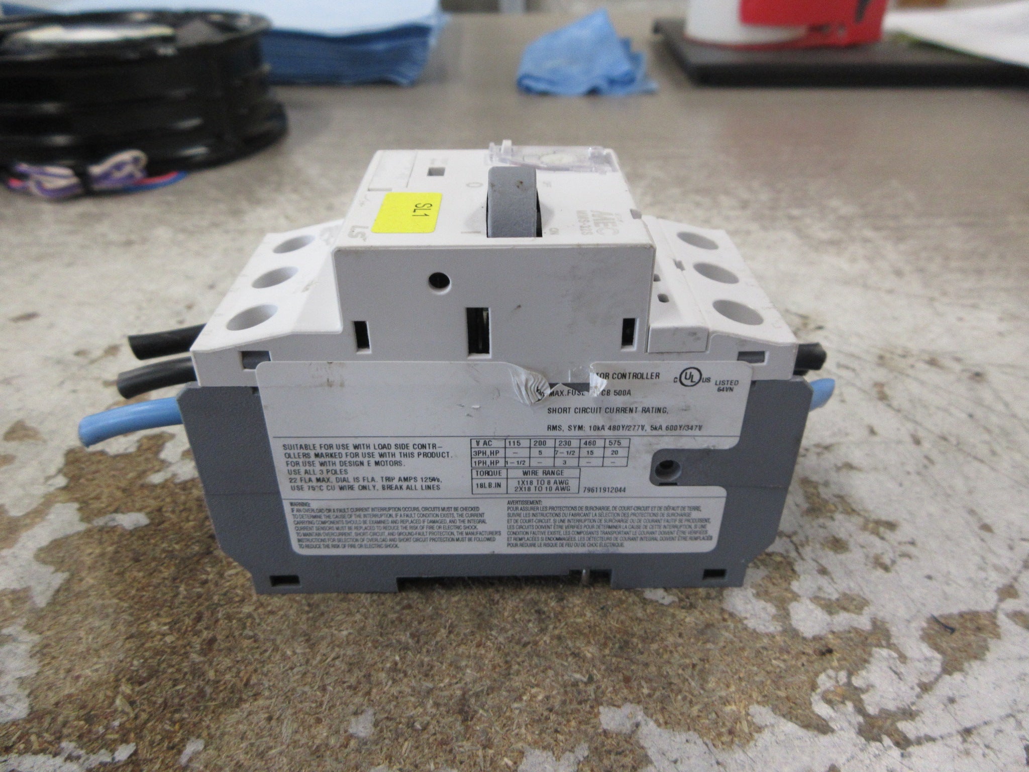 LS Meta MEC Manual Starter MMS-32S Trip: 14-22A *Broken DIN-Rail Mount* Used