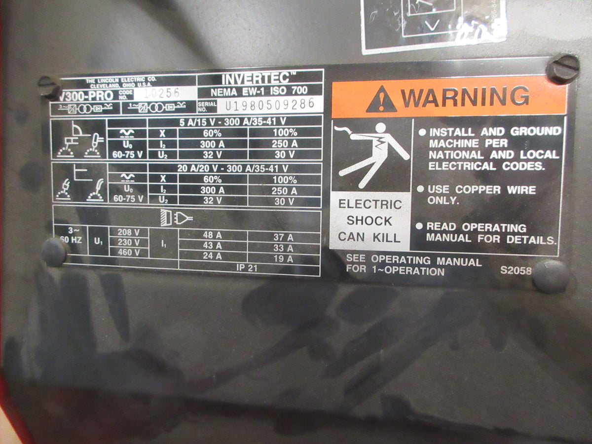 Lincoln Electric Invertec Welding Power Source V300-PRO 300A 208/230/460V Used