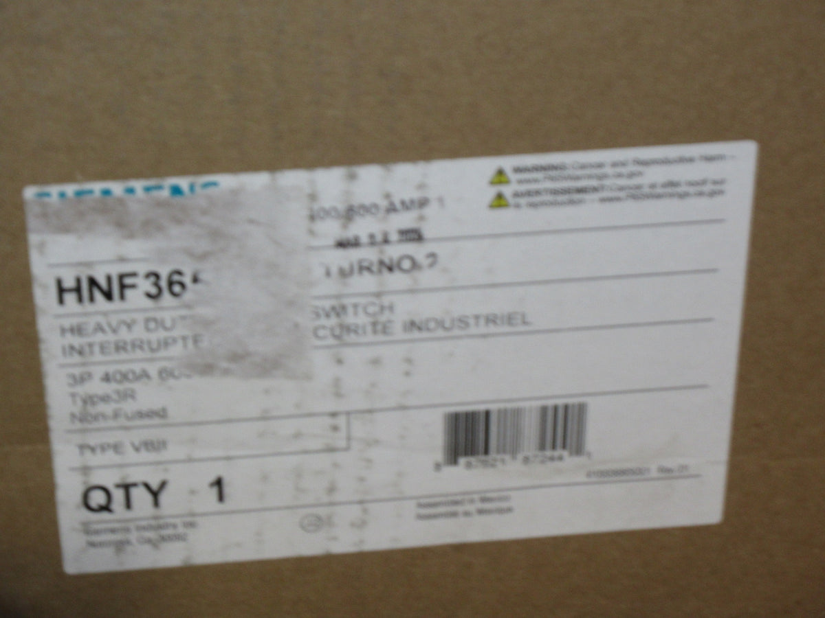 Siemens Non-Fusible 3R Safety Switch/Disconnect HNF365RA Ser. Ab New Surplus