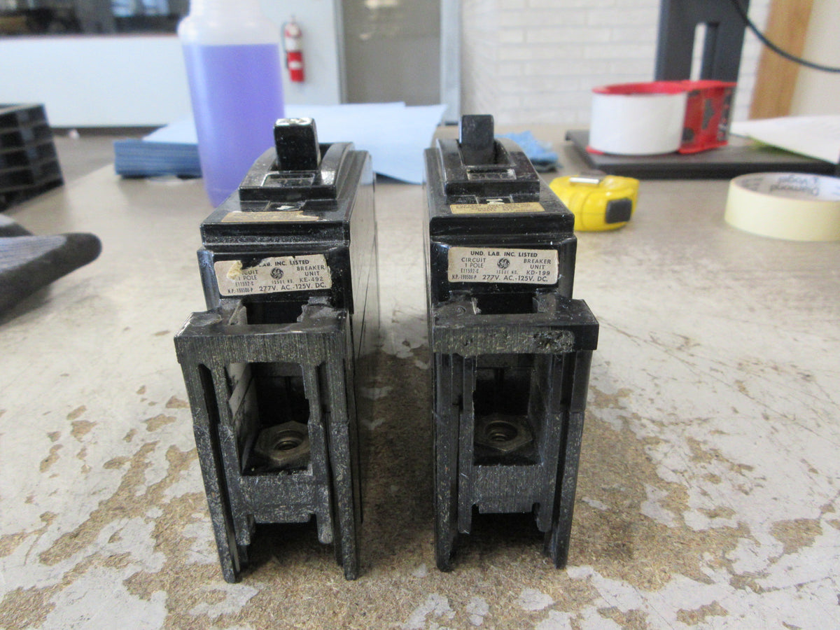 GE Circuit Breaker TEF113020 20A 277V 1P *Lot of 2* Used