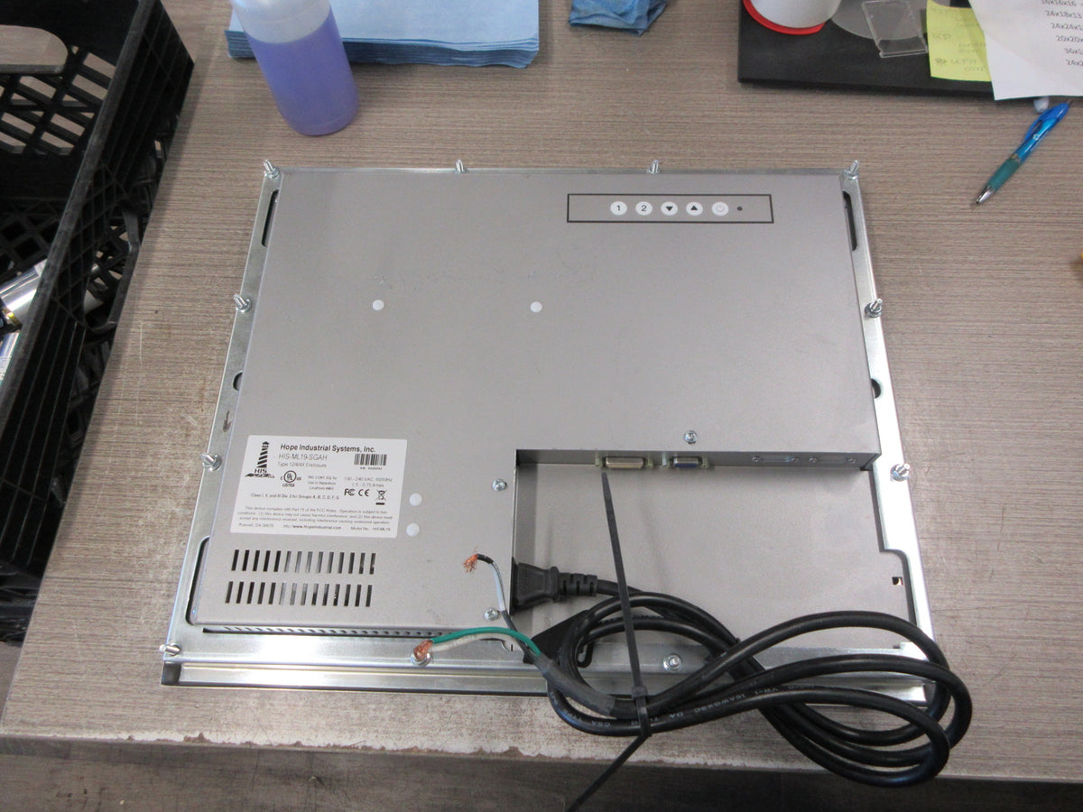 Hope Industrial Systems Panel Mount Touch Screen Monitor HIS-ML19-SGAH Used