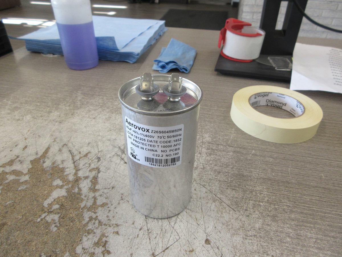 Aerovox Capacitor Z26S6045M50N 45uF 600V 50/60Hz Used