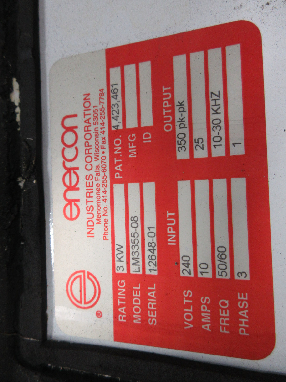 Enercon Universal Compak Power Supply LM3355-08 3 KW Used