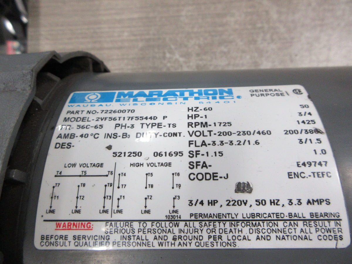 Leybold D8B Trivac Vacuum Pump 91256-2 8 m3/h 1HP 1725RPM 200-230/460V 3Ph Used