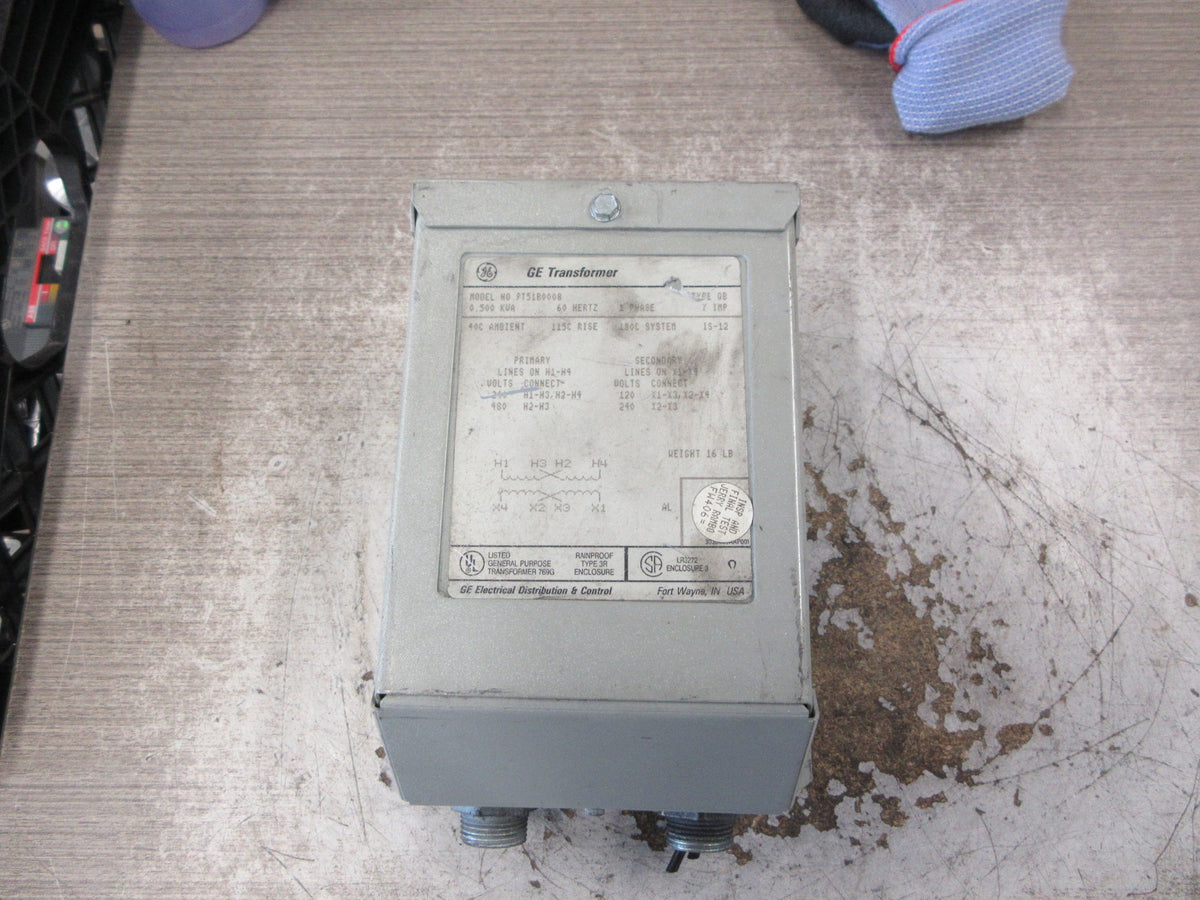 GE 3R Transformer 9T51B0008 0.500KVA Pri: 240/480V Sec: 120/240V 60Hz 1Ph Used