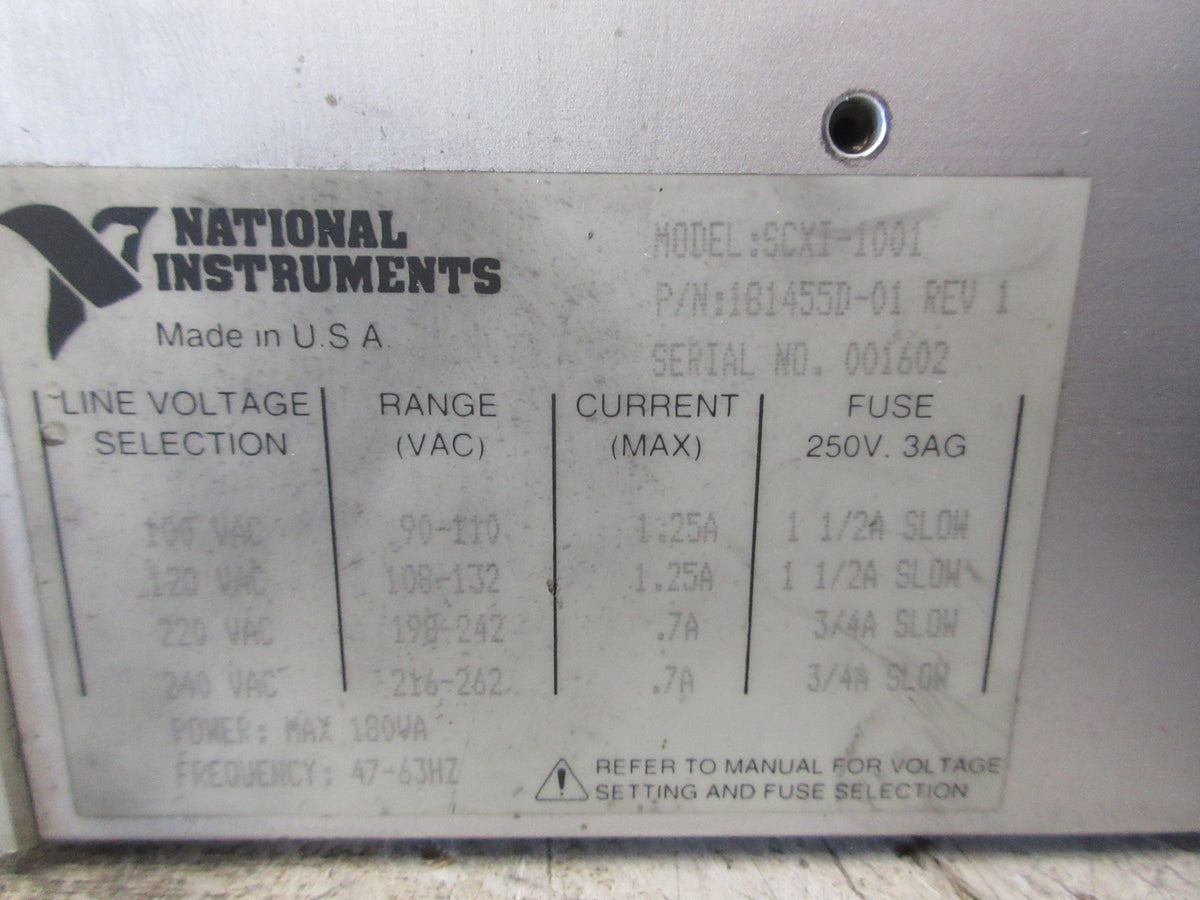 National Instruments SCXI-1001 Chassis 181455D-01 Rev. 1 12-Slot Used