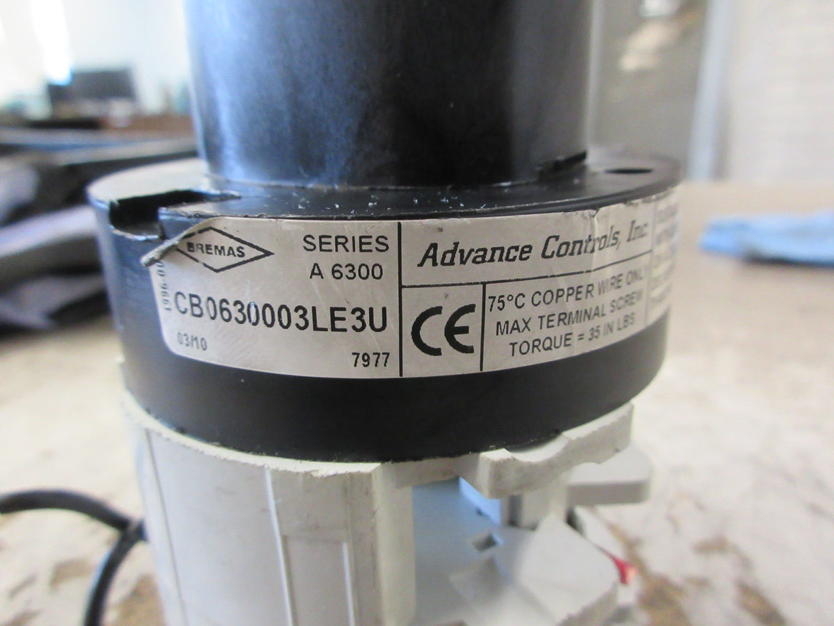 Advance Controls Series A 6300 Disconnect Switch CB0630003LE3U 85A 600V Used