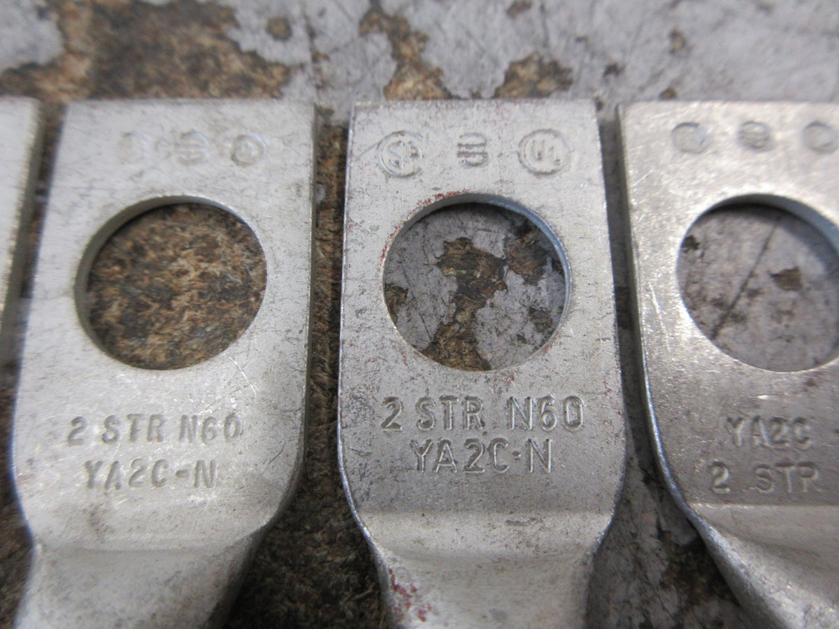 Burndy Crimp Lug YA2C-N 2-STR 1-Hole *Lot of 7* *No Box* New Surplus