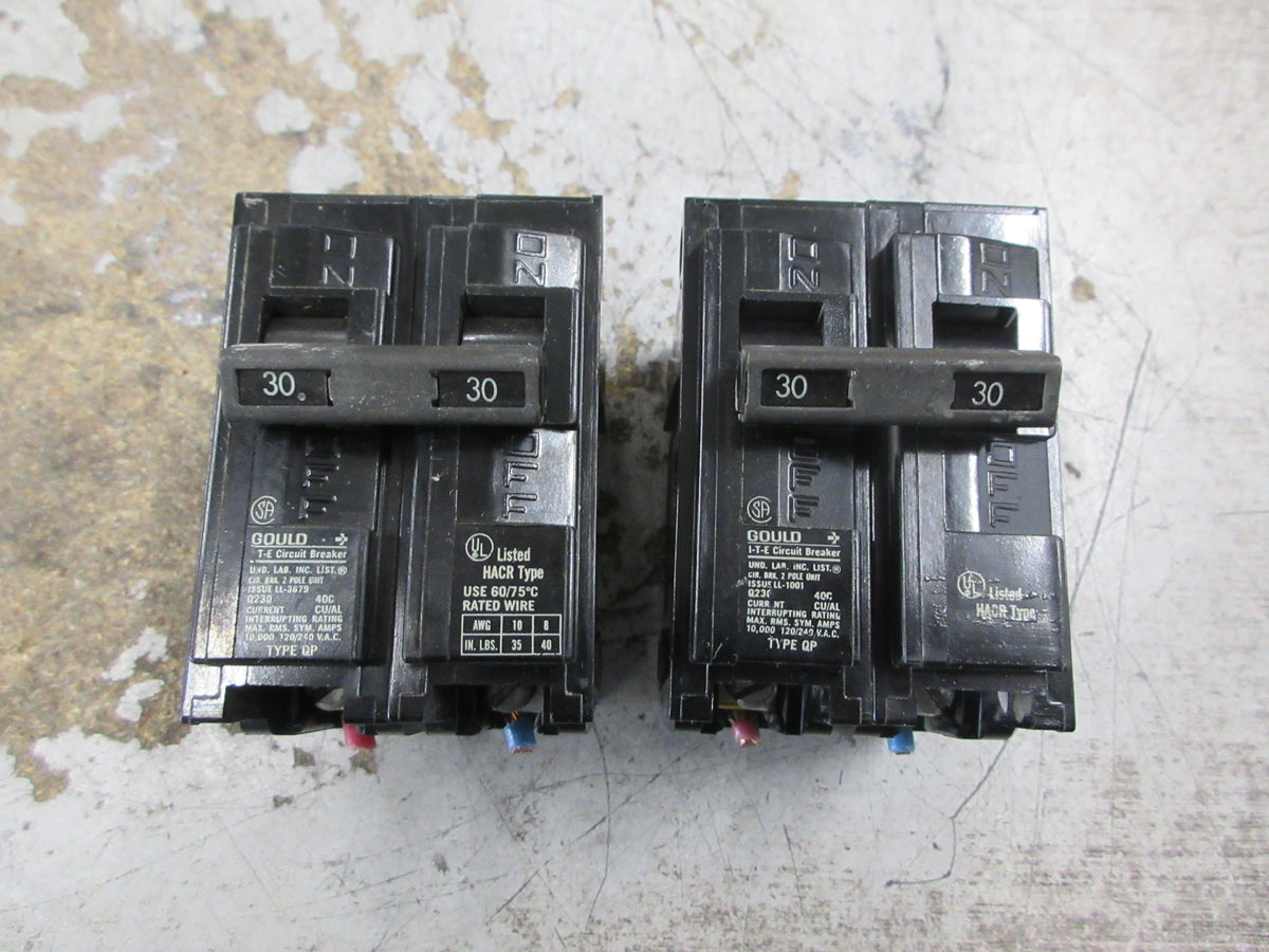 ITE Type QP Clip-On Circuit Breaker Q230 30A 120/240V 2P *Lot of 2* Used
