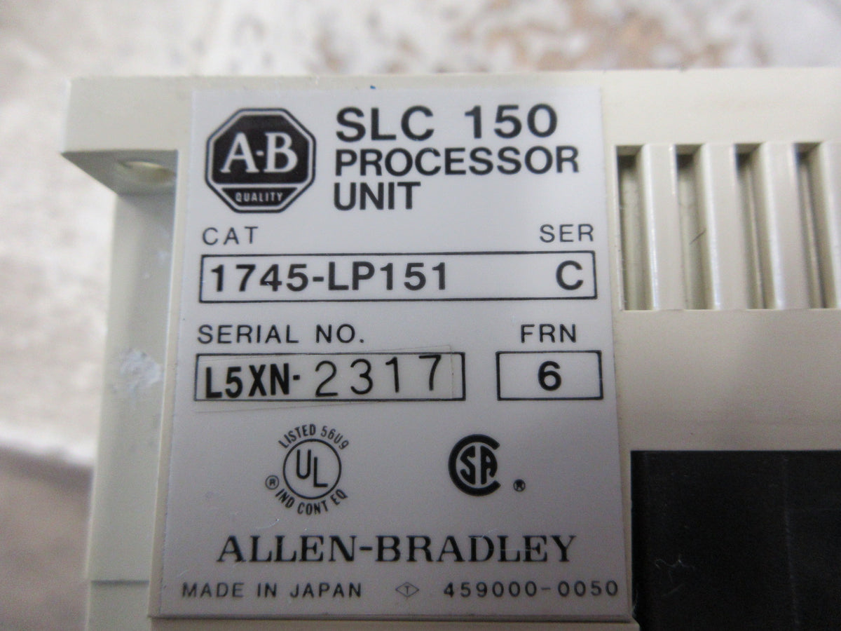Allen-Bradley SLC 150 Processor Unit 1745-LP151 Ser. C FRN: 6 Used