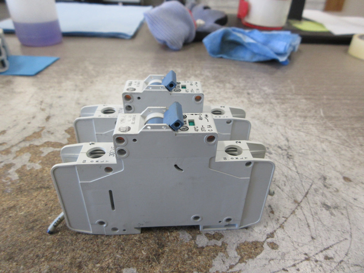 Allen-Bradley Circuit Breaker 1489-A1C050 Ser. A 5A 277V 1P *Lot of 2* Used