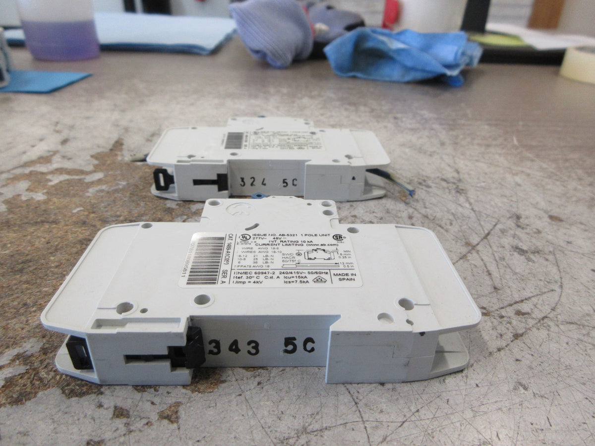 Allen-Bradley Circuit Breaker 1489-A1C050 Ser. A 5A 277V 1P *Lot of 2* Used