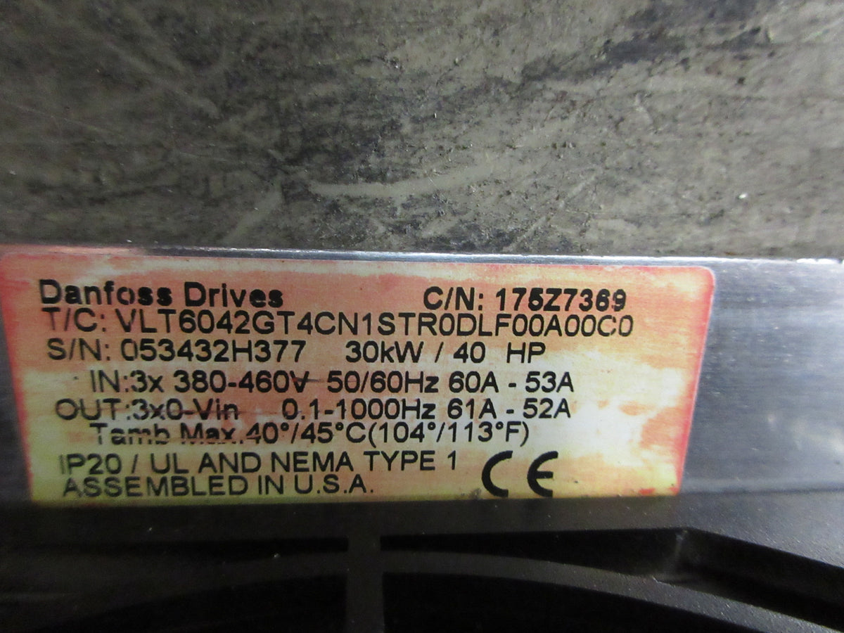 Danfoss VLT 6042 AC Drive 175Z7369 40HP 3Ph *No Keypad* Used