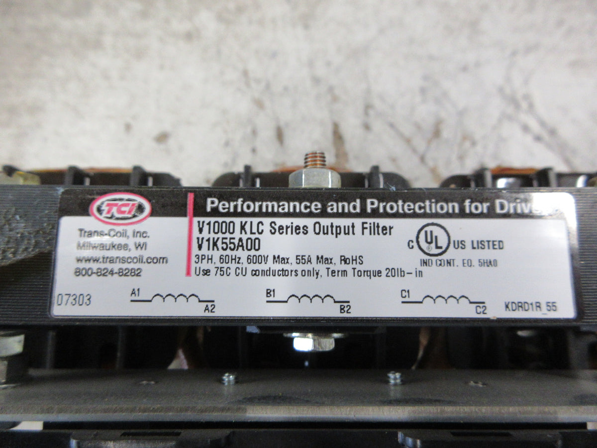 TCI V1000 KLC Series Output Filter V1K55A00 55A 600V 60Hz 3Ph Used