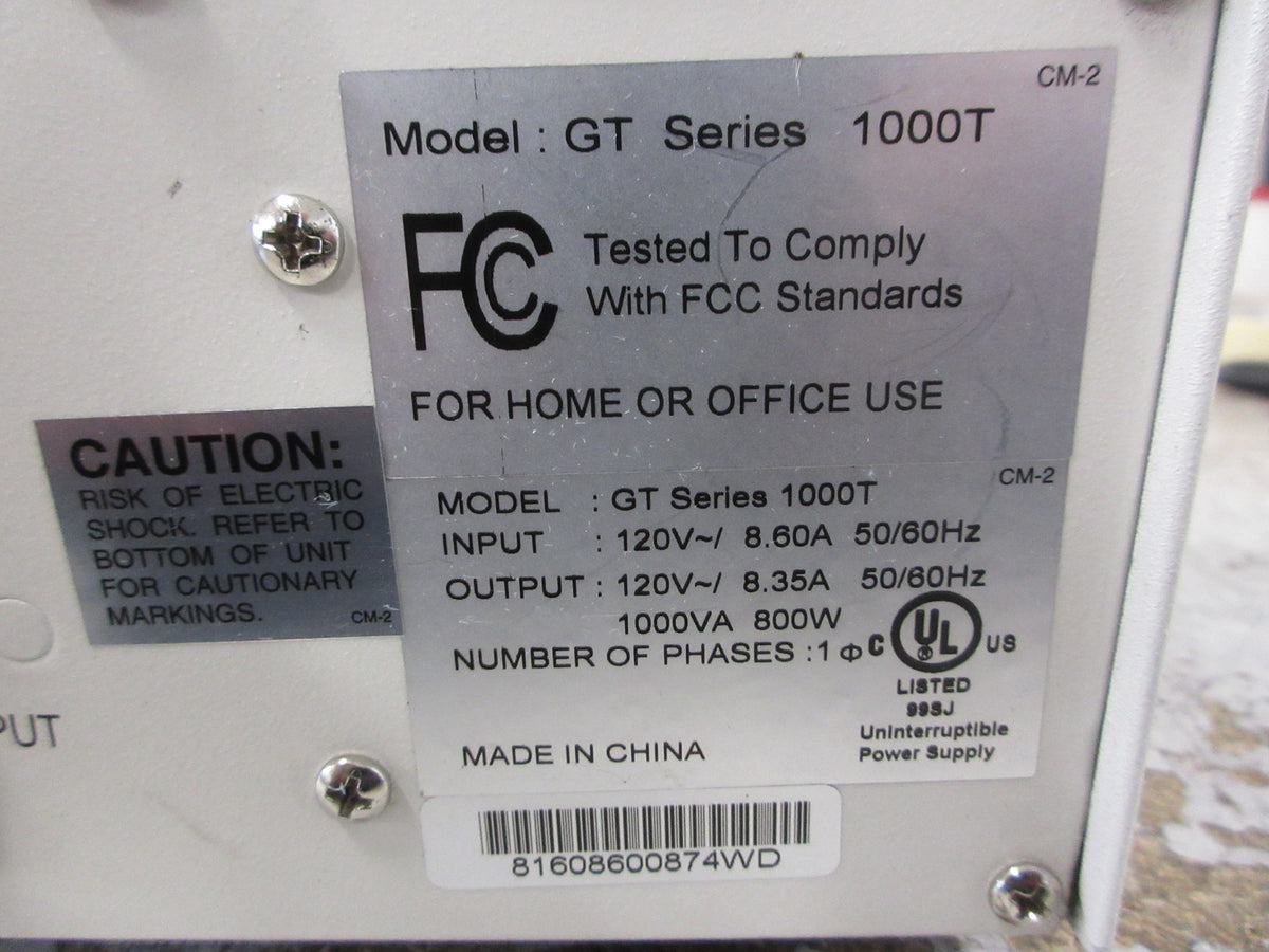 GE Digital Energy GT Series UPS 1000T 1000VA 800W Used