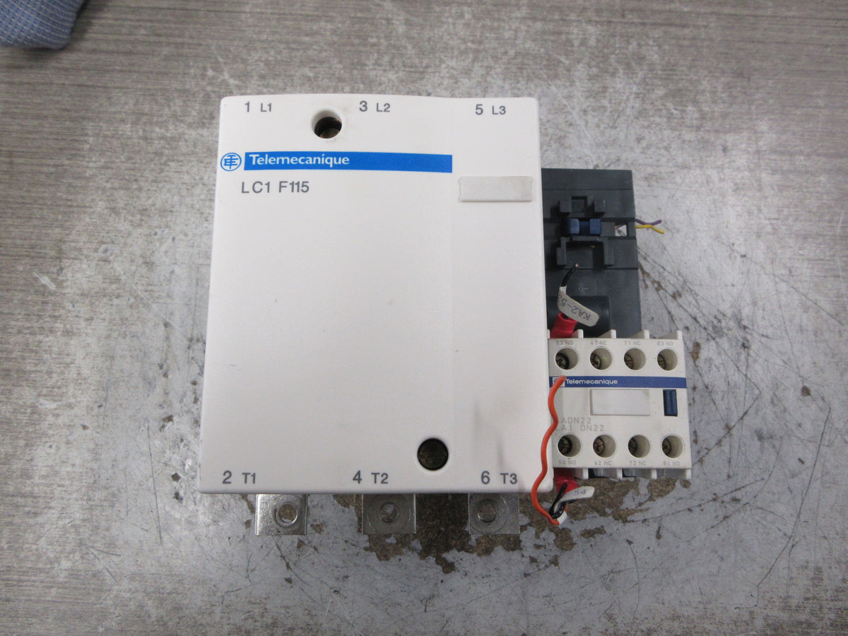 Telemecanique Contactor LC1F115 115-120V Coil w/ Aux Contact Block Used